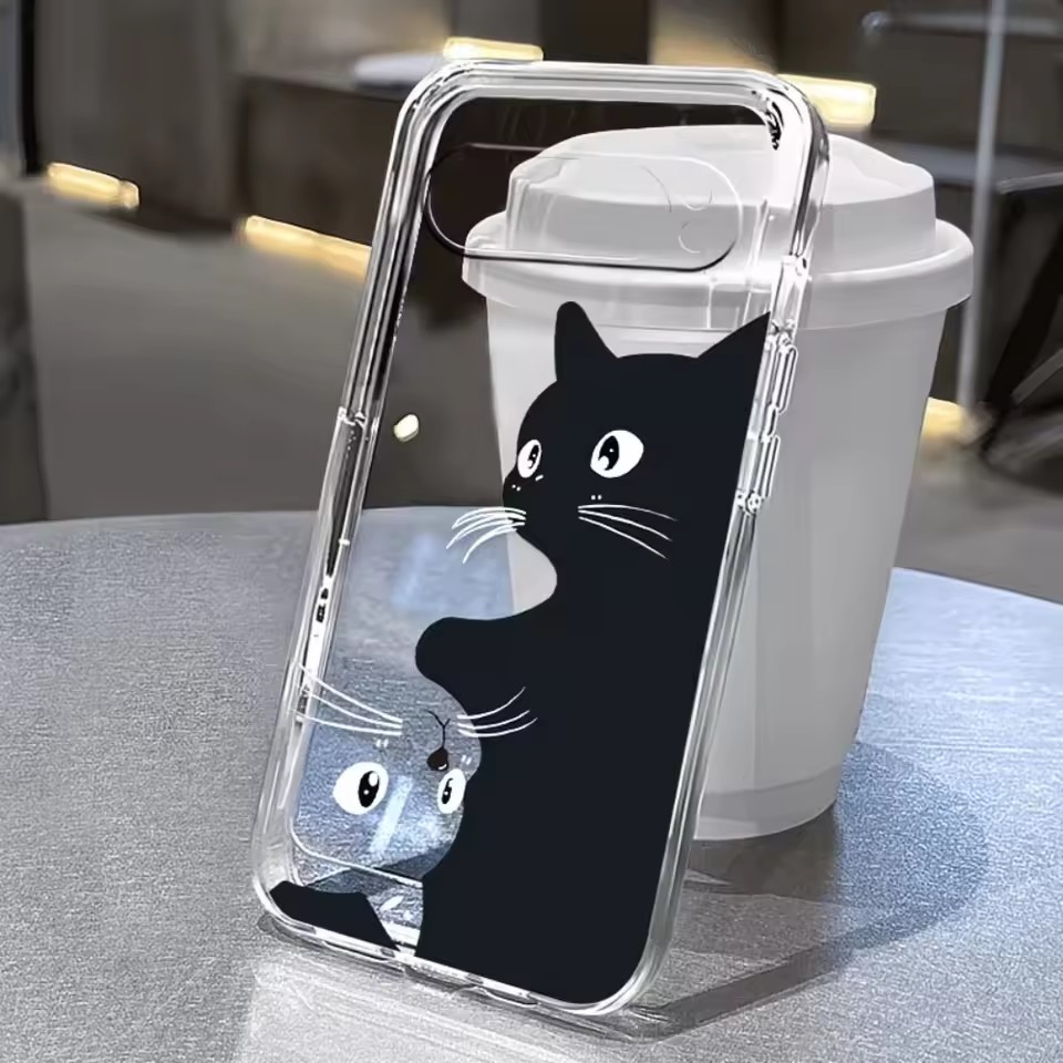 Google Pixel 8A - غطاء شفاف ناعم بتصميم كرتوني لطيف